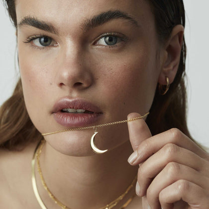Crescent Moon Necklace Gold